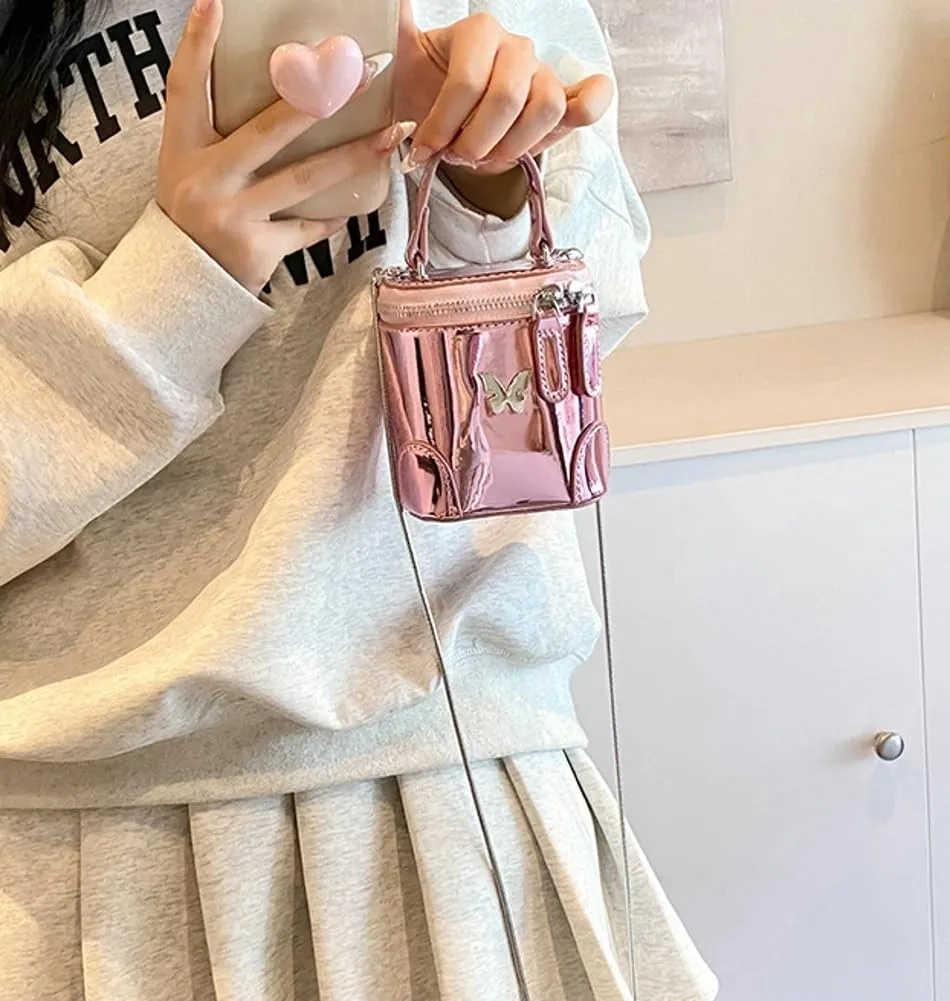 Solid Color Shoulder Handbag for Women, Cute Handbag Mini Purse, Chic Bucket Bag, Highlight Crossbody Bag with Zipper