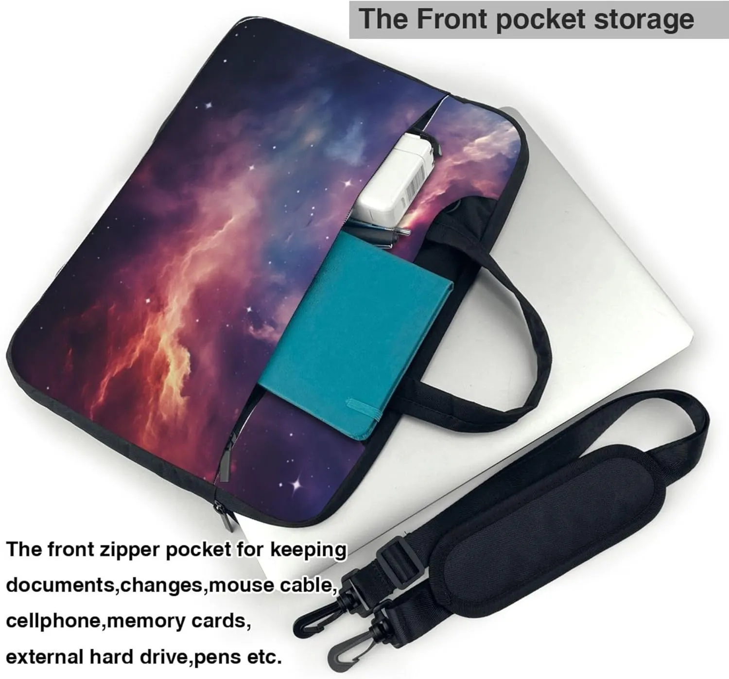 Space Nebula Galaxy Laptop Shoulder Bag for Women, Laptop Sleeve Case Durable Computer Bag