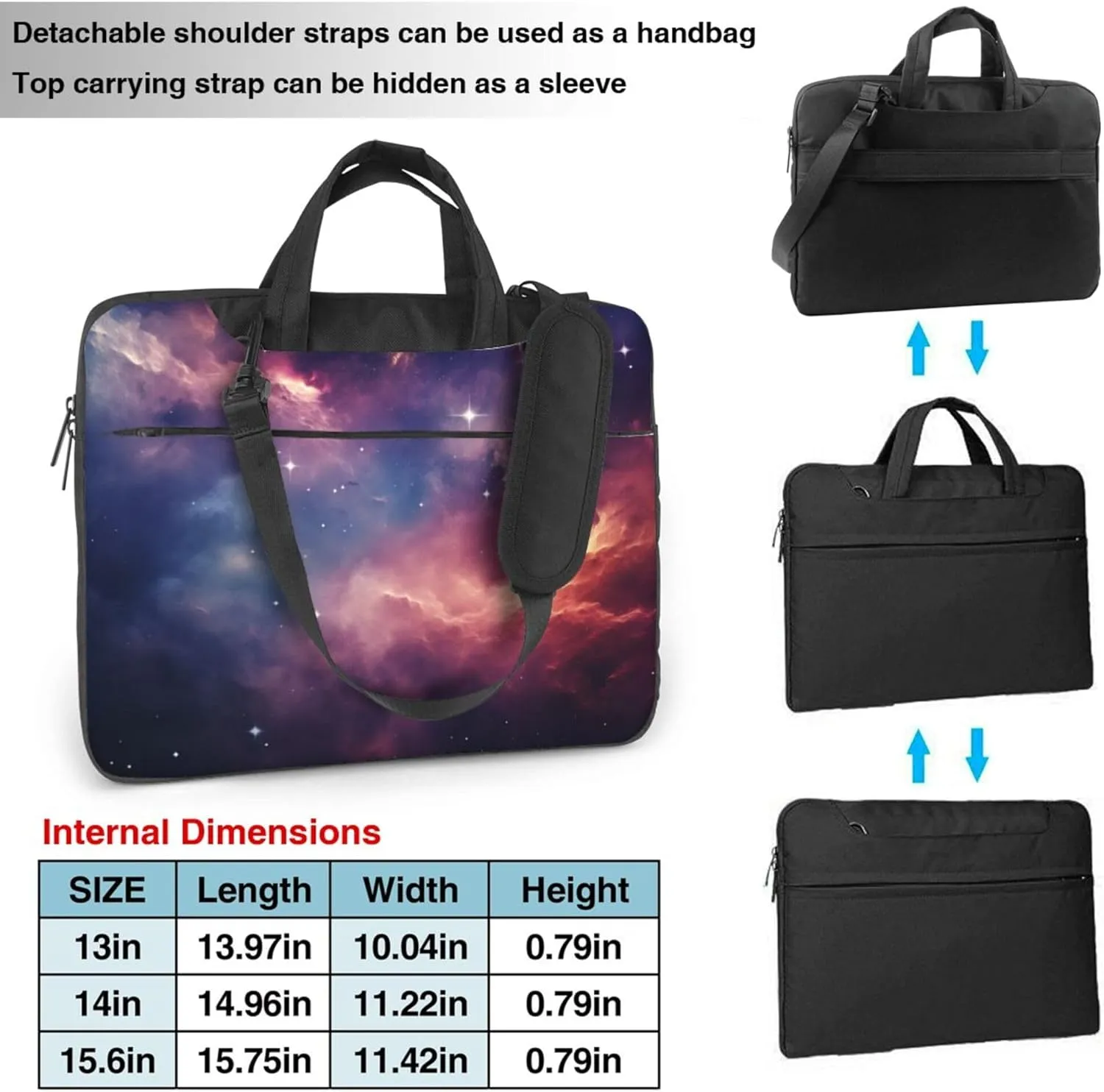 Space Nebula Galaxy Laptop Shoulder Bag for Women, Laptop Sleeve Case Durable Computer Bag