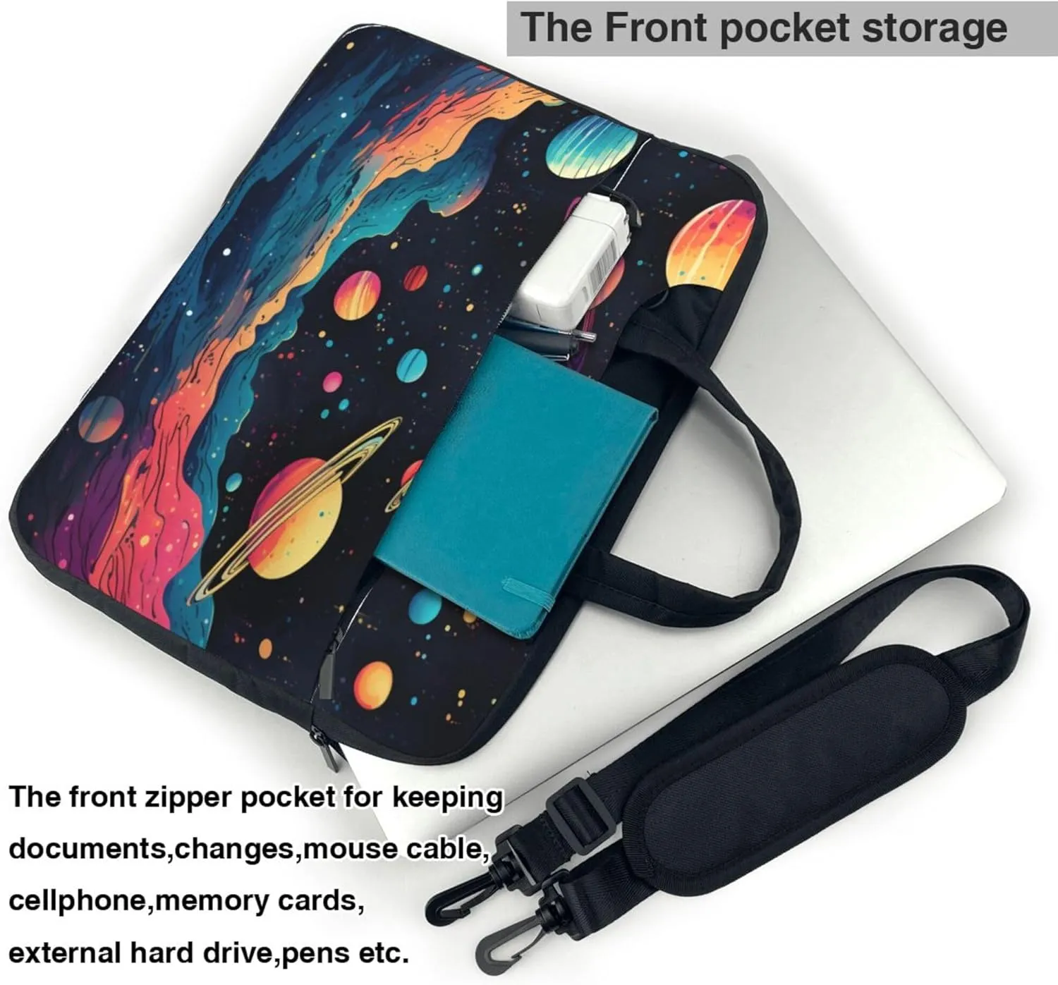 Space Universe Planet Mountain Laptop Shoulder Bag for Women, Laptop Sleeve Case Durable Computer Bag