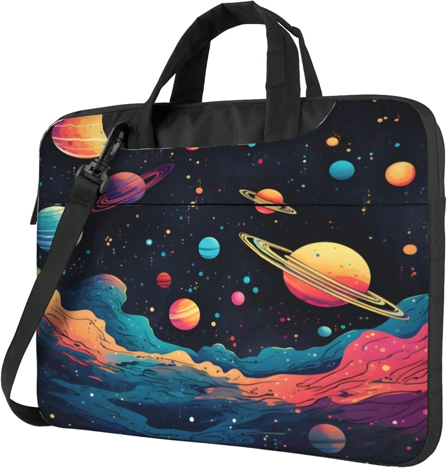 Space Universe Planet Mountain Laptop Shoulder Bag for Women, Laptop Sleeve Case Durable Computer Bag