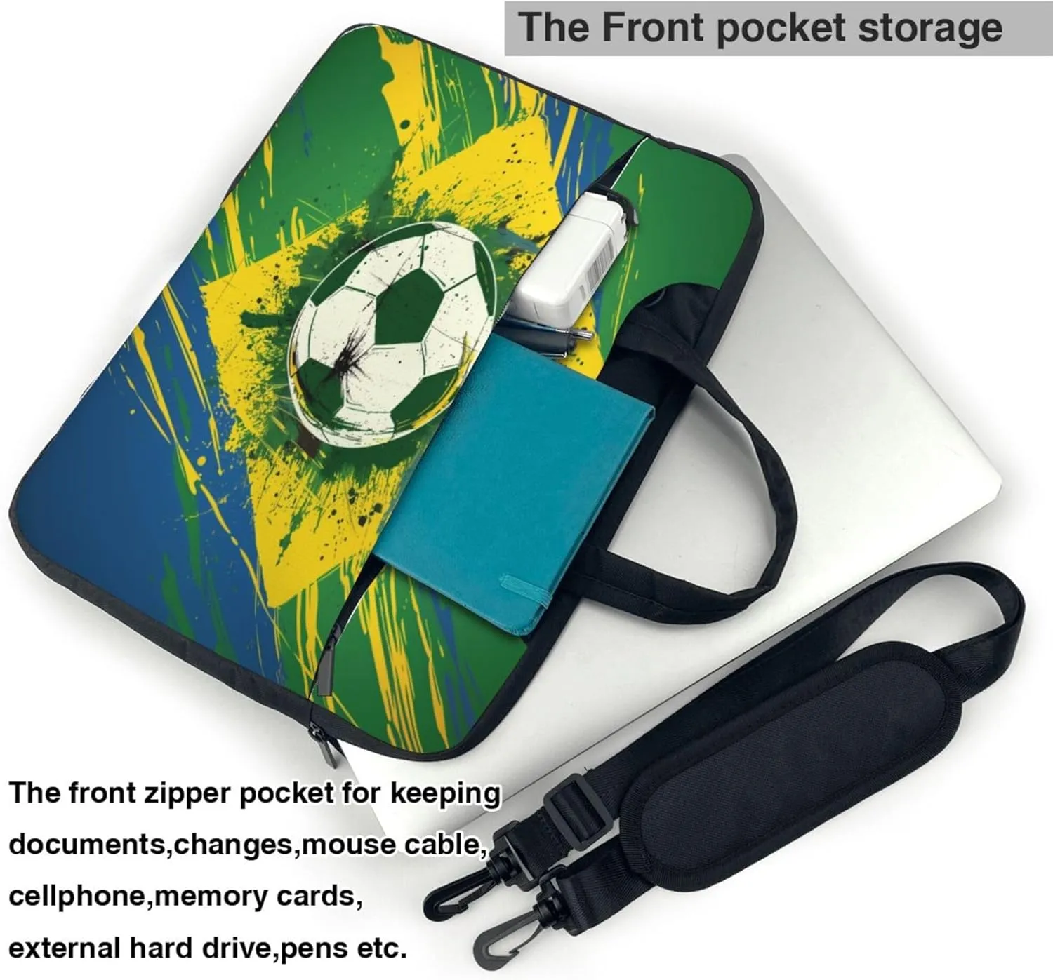 Sport Ball Football Soccer Laptop Shoulder Bag for Women, Laptop Sleeve Case Durable Computer Bag