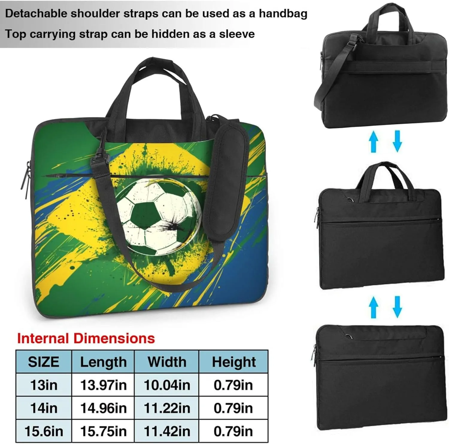 Sport Ball Football Soccer Laptop Shoulder Bag for Women, Laptop Sleeve Case Durable Computer Bag