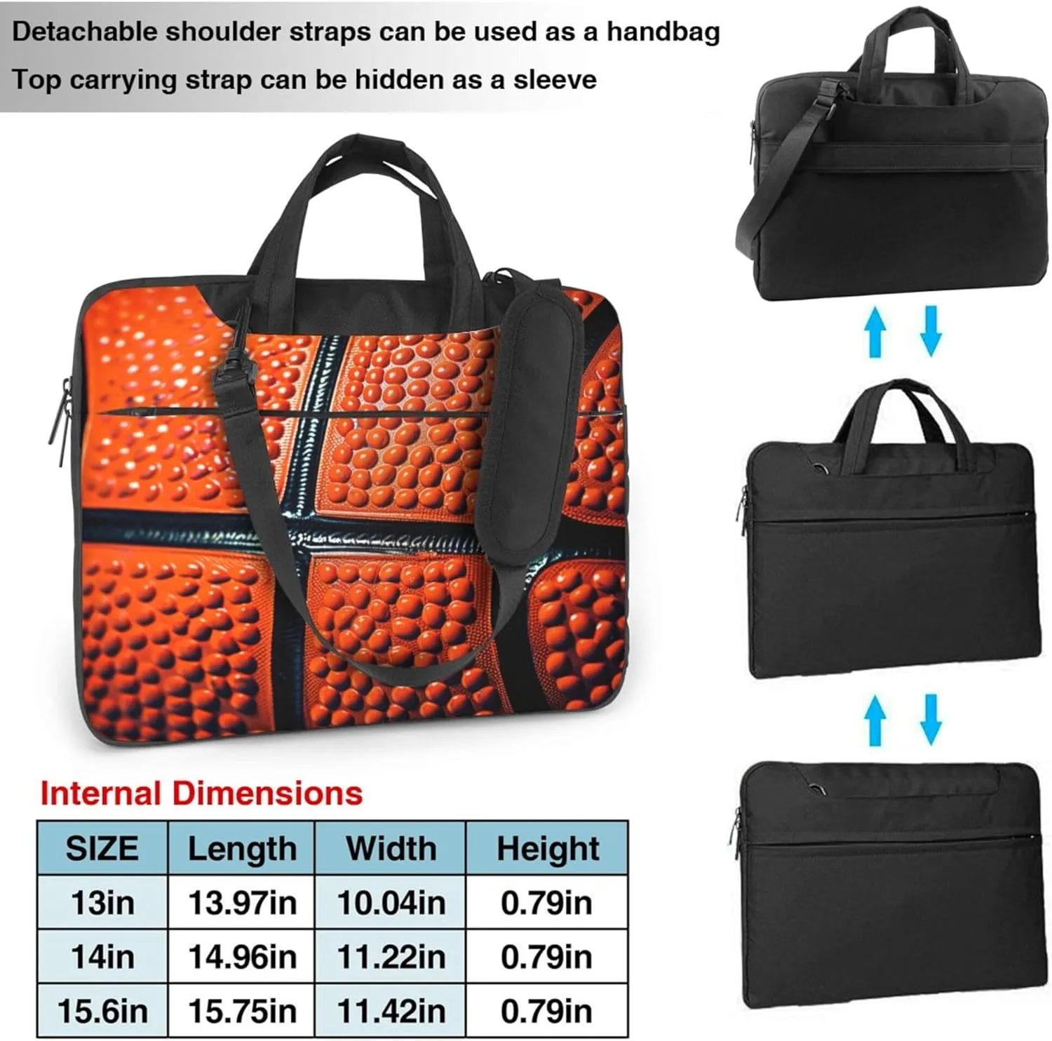 Sport Basketball Texture Laptop Shoulder Bag for Women, Ball Laptop Sleeve Case Durable Computer Bag
