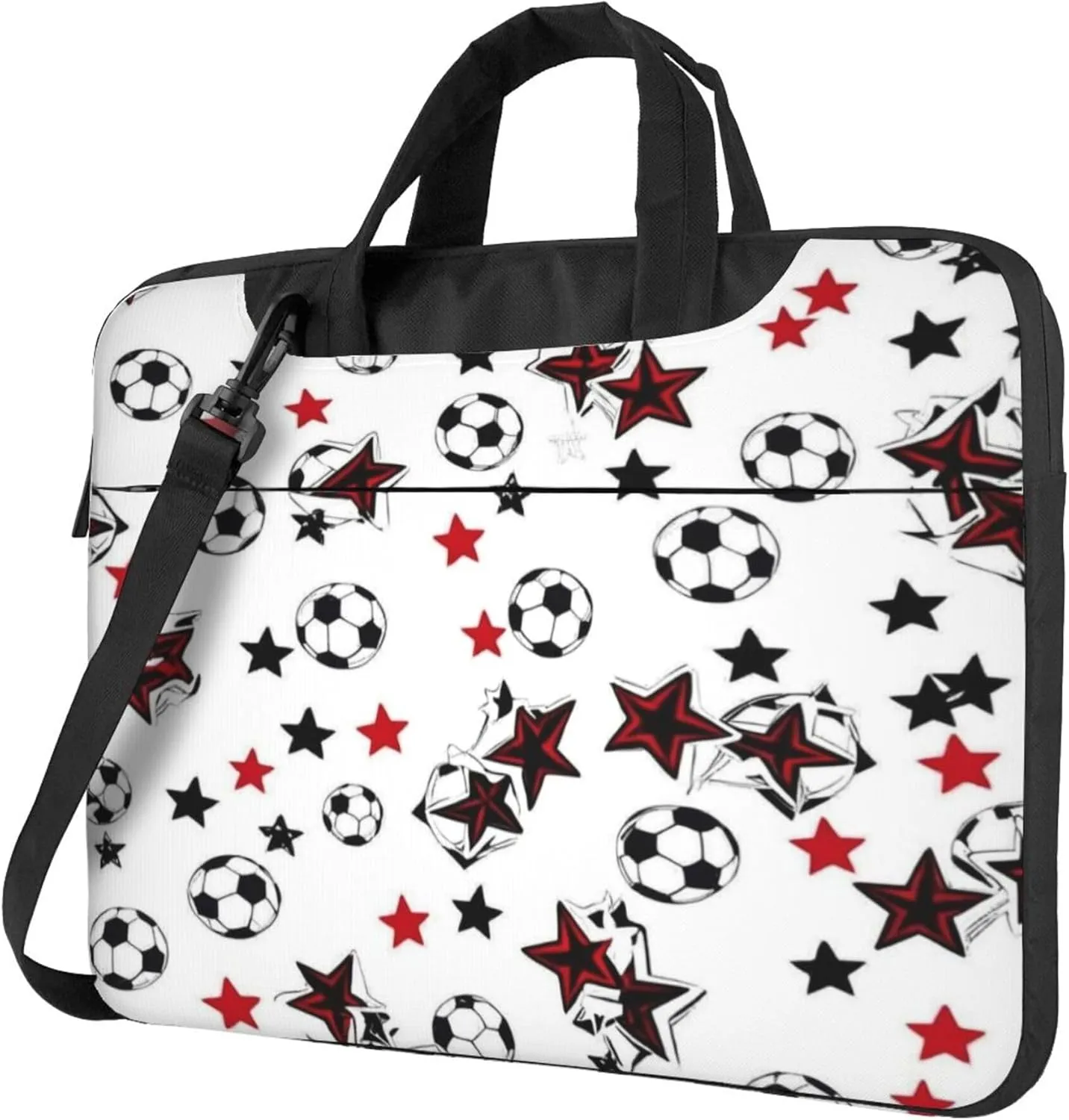 Sport Soccer Laptop Shoulder Bag for Women, Stars Soccer Laptop Sleeve Case Durable Computer Bag