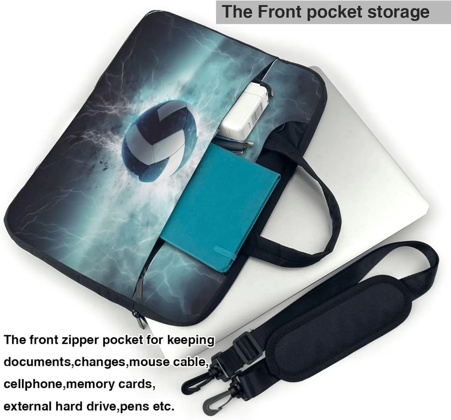 Sport Volleyball Abstract Ball Laptop Shoulder Bag for Women, Laptop Sleeve Case Durable Computer Bag