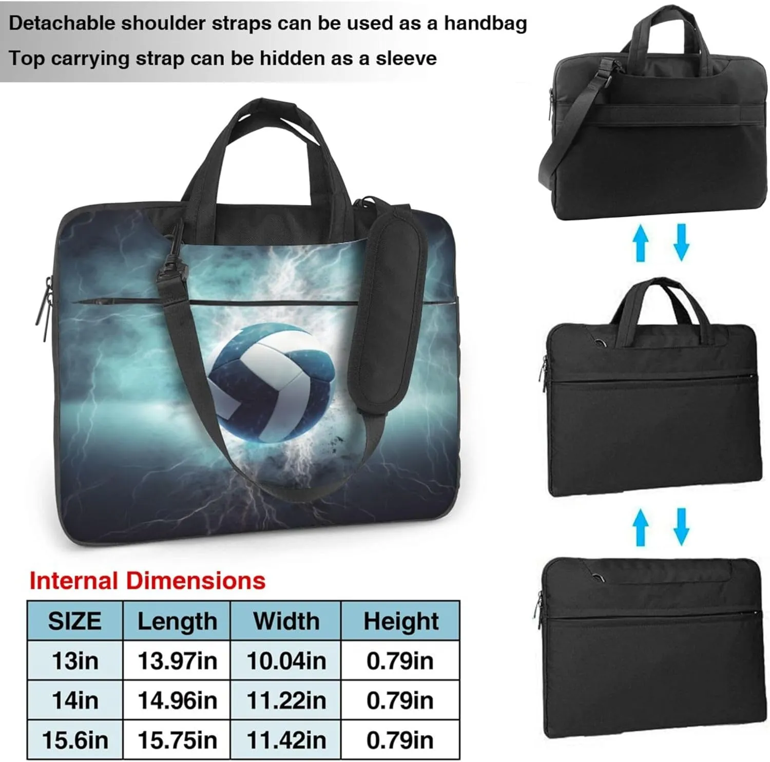 Sport Volleyball Abstract Ball Laptop Shoulder Bag for Women, Laptop Sleeve Case Durable Computer Bag