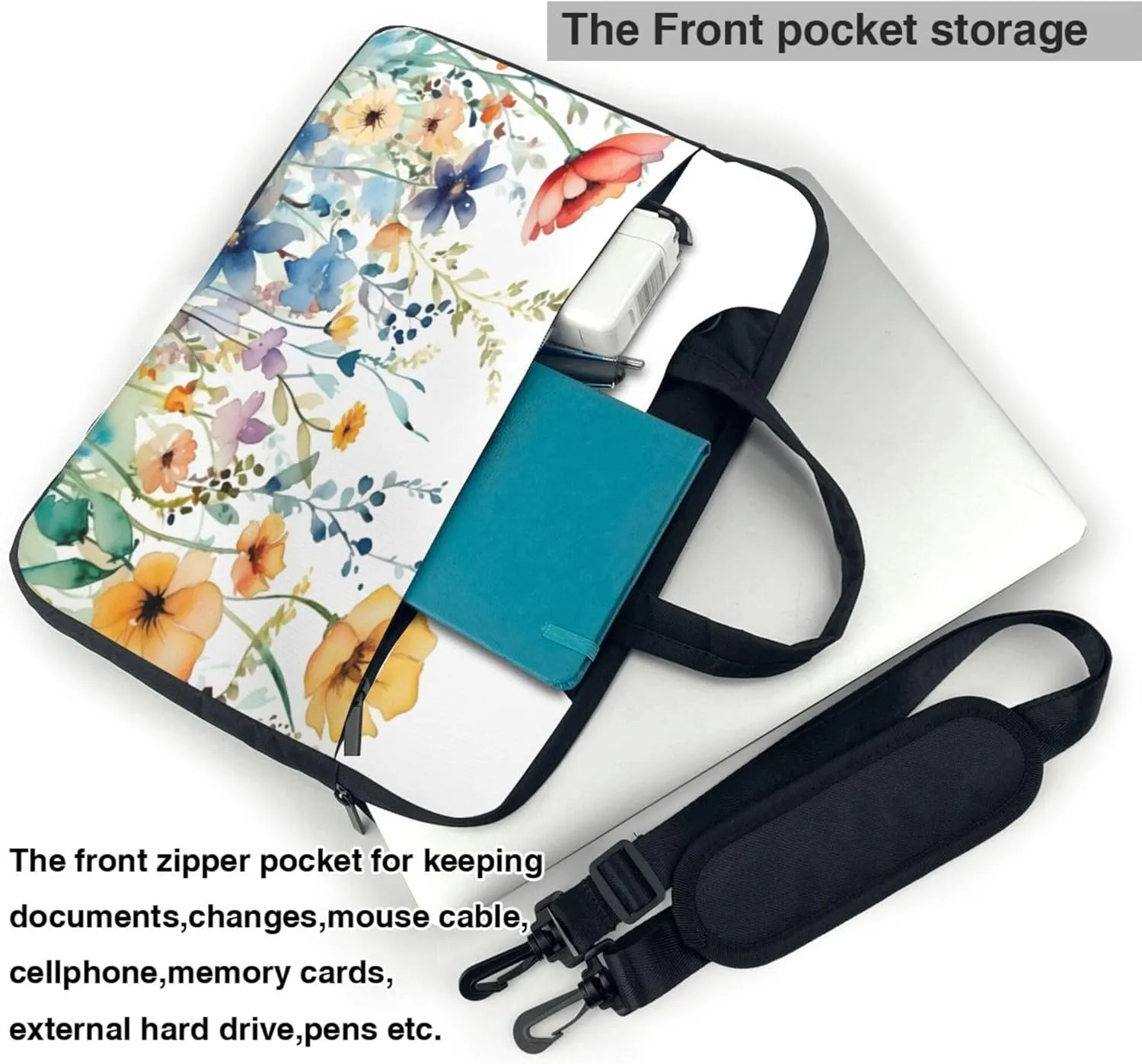 Spring Flower Wildflowers Laptop Shoulder Bag for Women, Laptop Sleeve Case Durable Computer Bag
