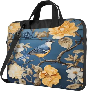 Spring Hummingbird Floral Laptop Shoulder Bag for Women, Laptop Sleeve Case Durable Computer Bag