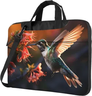 Spring Hummingbird Flower Bird Laptop Shoulder Bag for Women, Laptop Sleeve Case Durable Computer Bag