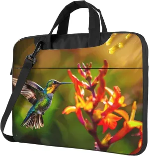 Spring Hummingbird Laptop Shoulder Bag for Women, Bird Flower Laptop Sleeve Case Durable Computer Bag