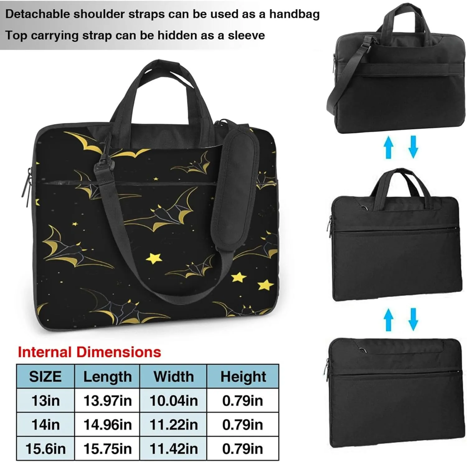 Star Bat Laptop Shoulder Bag for Women, Halloween Animal Laptop Sleeve Case Durable Computer Bag