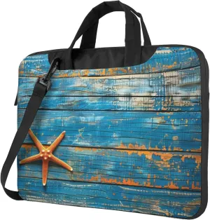 Starfish Laptop Shoulder Bag for Women, Wooden Starfish Beach Laptop Sleeve Case Durable Computer Bag