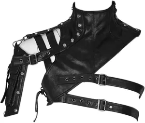 Steampunk Shoulder Punk Waist Bag Leather Motorcycle Waist Pack Fanny Pack Fashion Gothic Leather Travel Pouch Hiking, One Color, One Size