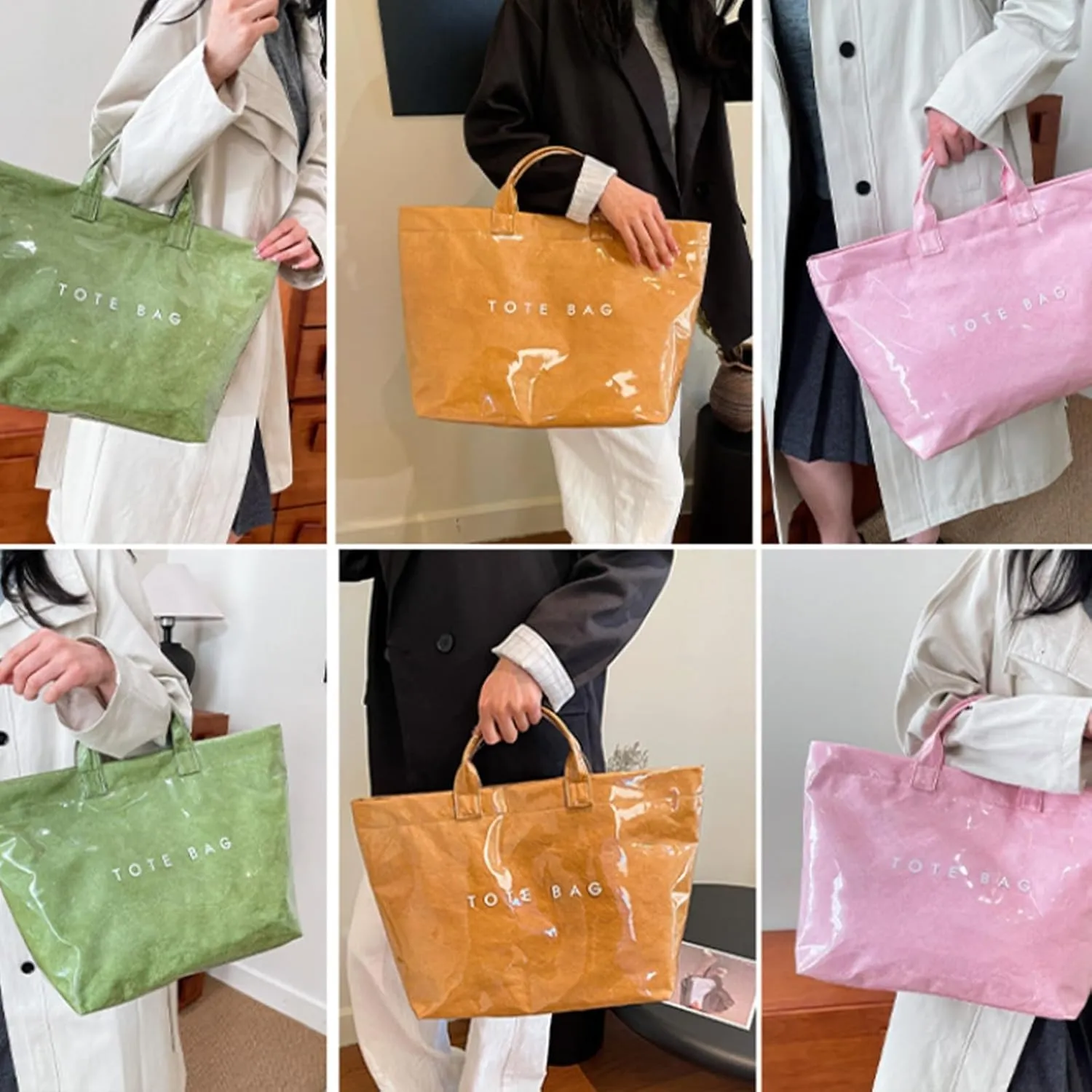 Stellaya Tote Bag, Pvc Women's Letters Print Tote Bag, Stellaya Womens Letters Print Tote, PVC Kraft Paper