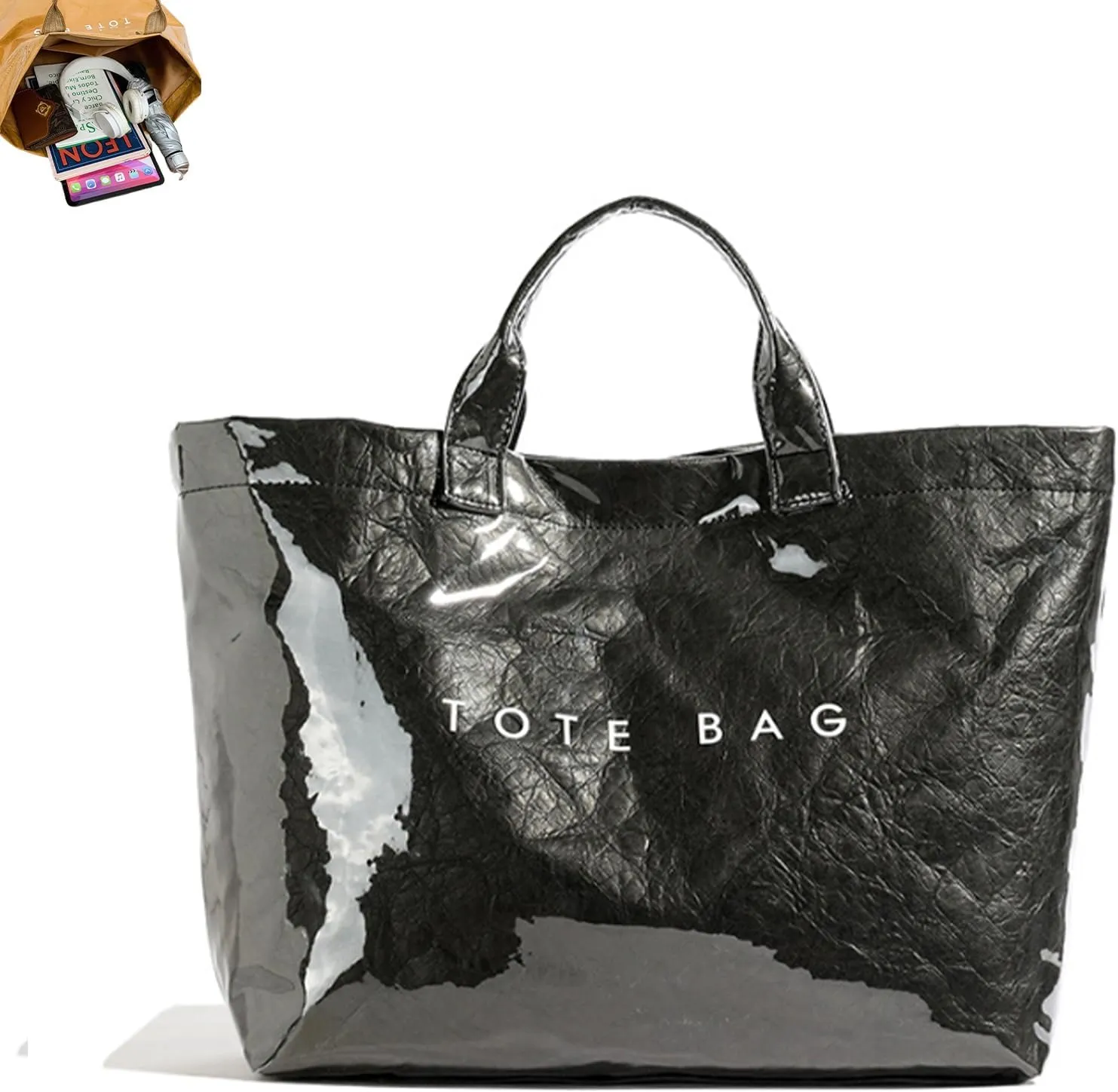 Stellaya Tote Bag, Pvc Women's Letters Print Tote Bag, Stellaya Womens Letters Print Tote, PVC Kraft Paper