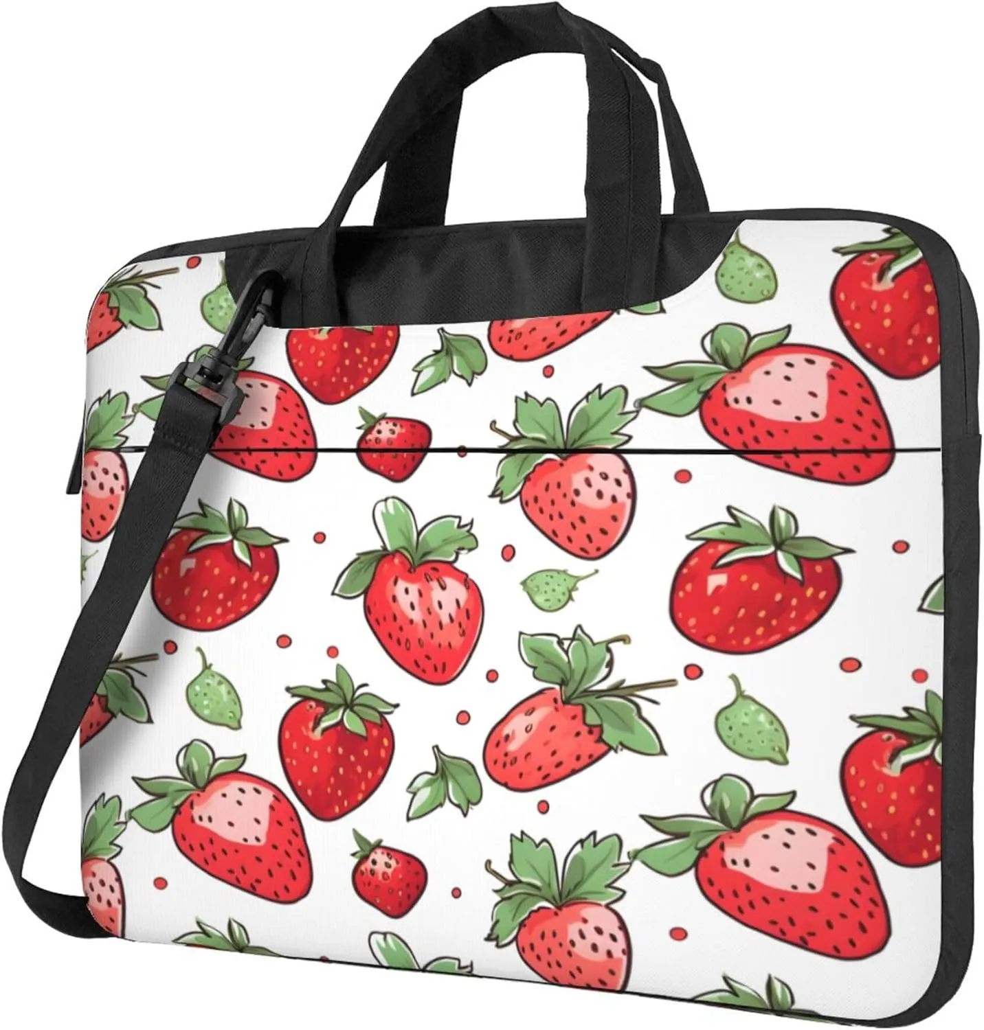 Strawberry Leaves Spring Fruit Laptop Shoulder Bag for Women, Laptop Sleeve Case Durable Computer Bag