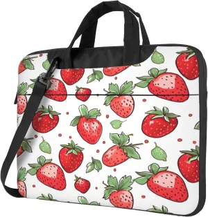 Strawberry Leaves Spring Fruit Laptop Shoulder Bag for Women, Laptop Sleeve Case Durable Computer Bag