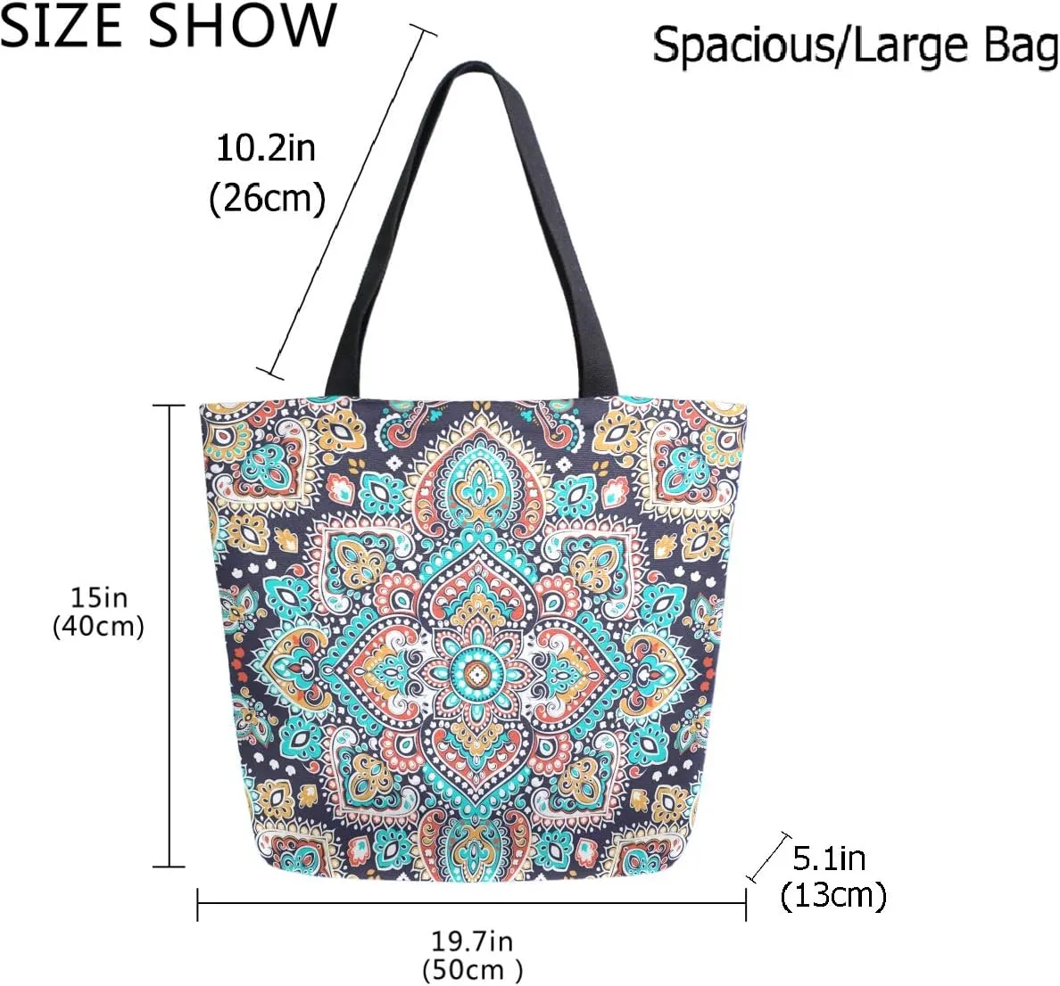 Stylish Cute Pattern Extra Large Shoulder Tote Bag for Beach Travel Weekender Gym Grocery Shopping