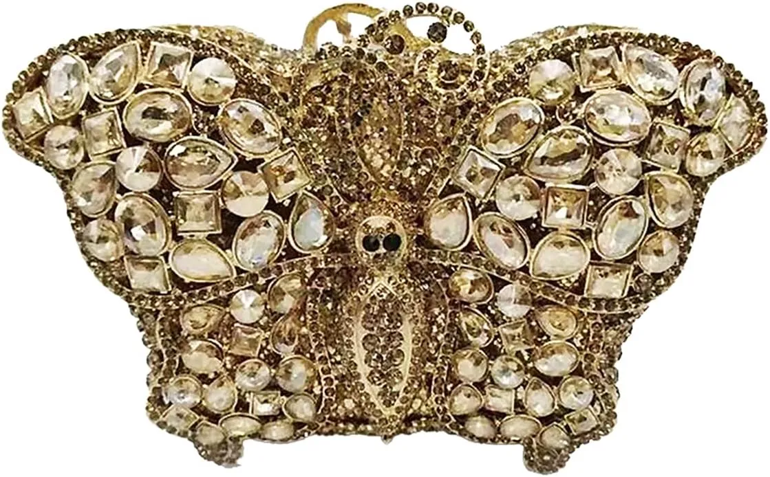 Stylish Women Butterfly Evening Bag Insect Diamond Clutch Chic Rhinestone Purse Luxury Stone Bag for Prom Party