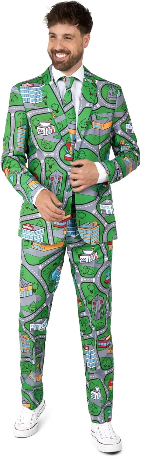 Suitmeister Men's Carpet City Green Suit - Outfit - Including Blazer, Pants and Tie - Green