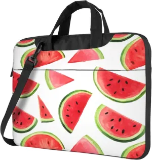 Summer Watermelon Laptop Shoulder Bag for Women, Fruit Pattern Laptop Sleeve Case Durable Computer Bag