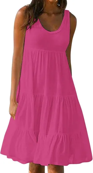 Sundresses for Women Casual 2025 Sleeveless Resort Wear Beach Vacation Outfits Sun Dresses Spring Summer Tank Dress
