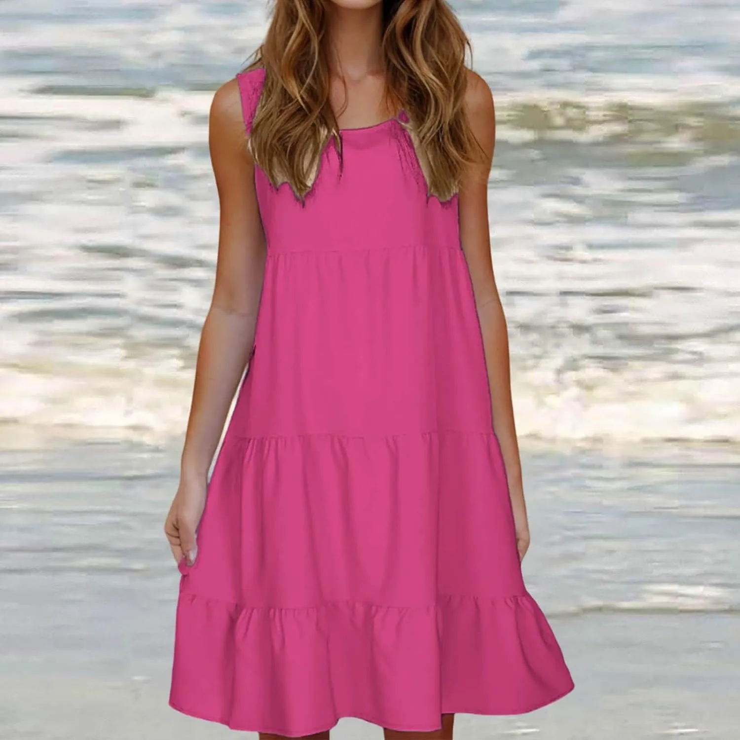 Sundresses for Women Casual 2025 Sleeveless Resort Wear Beach Vacation Outfits Sun Dresses Spring Summer Tank Dress
