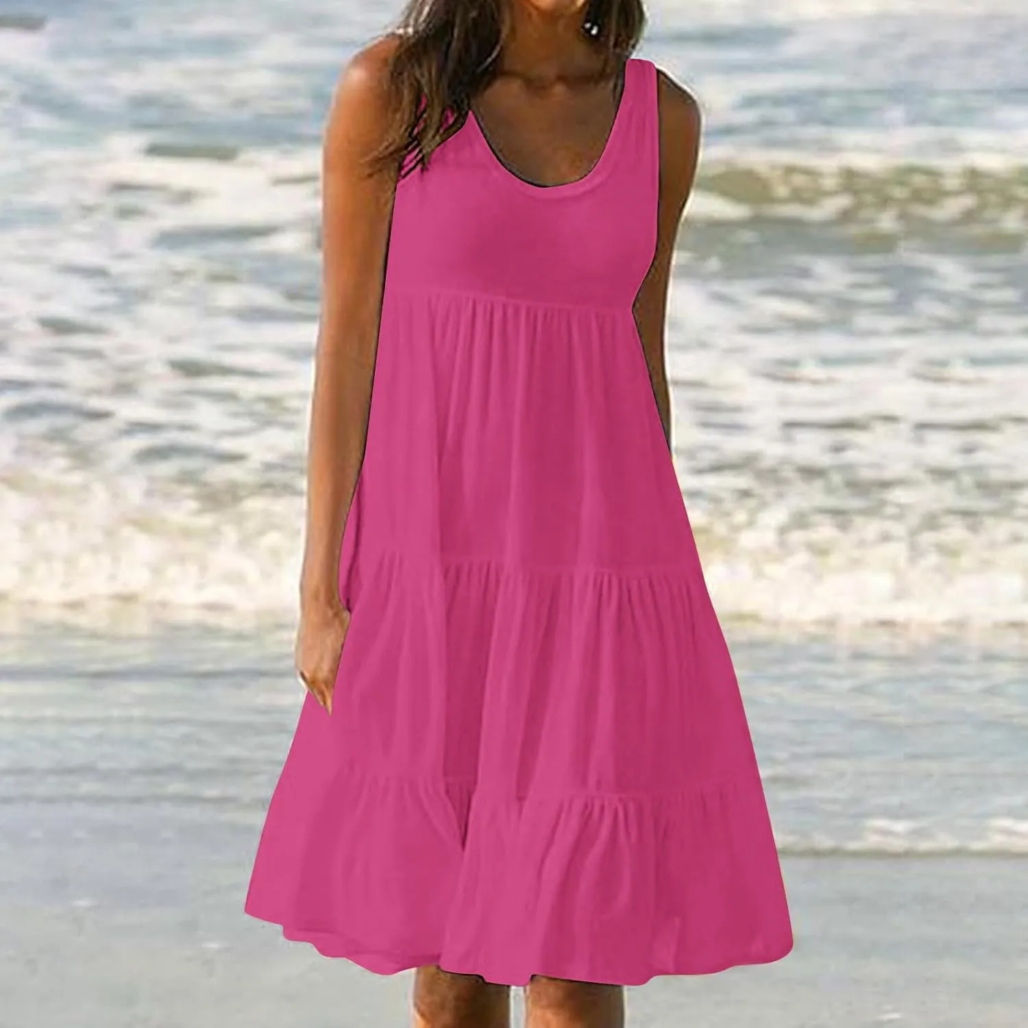 Sundresses for Women Casual 2025 Sleeveless Resort Wear Beach Vacation Outfits Sun Dresses Spring Summer Tank Dress
