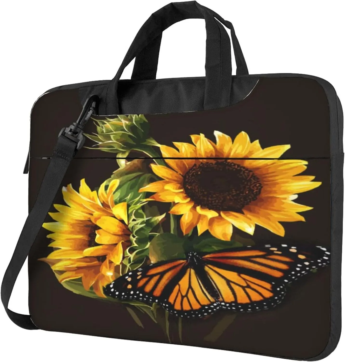 Sunflower Butterfly Laptop Shoulder Bag for Women, Flower Sunflower Laptop Sleeve Case Durable Computer Bag