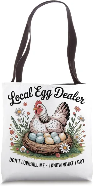 Support Local Egg Dealer Retro Funny Chicken Tote Bag