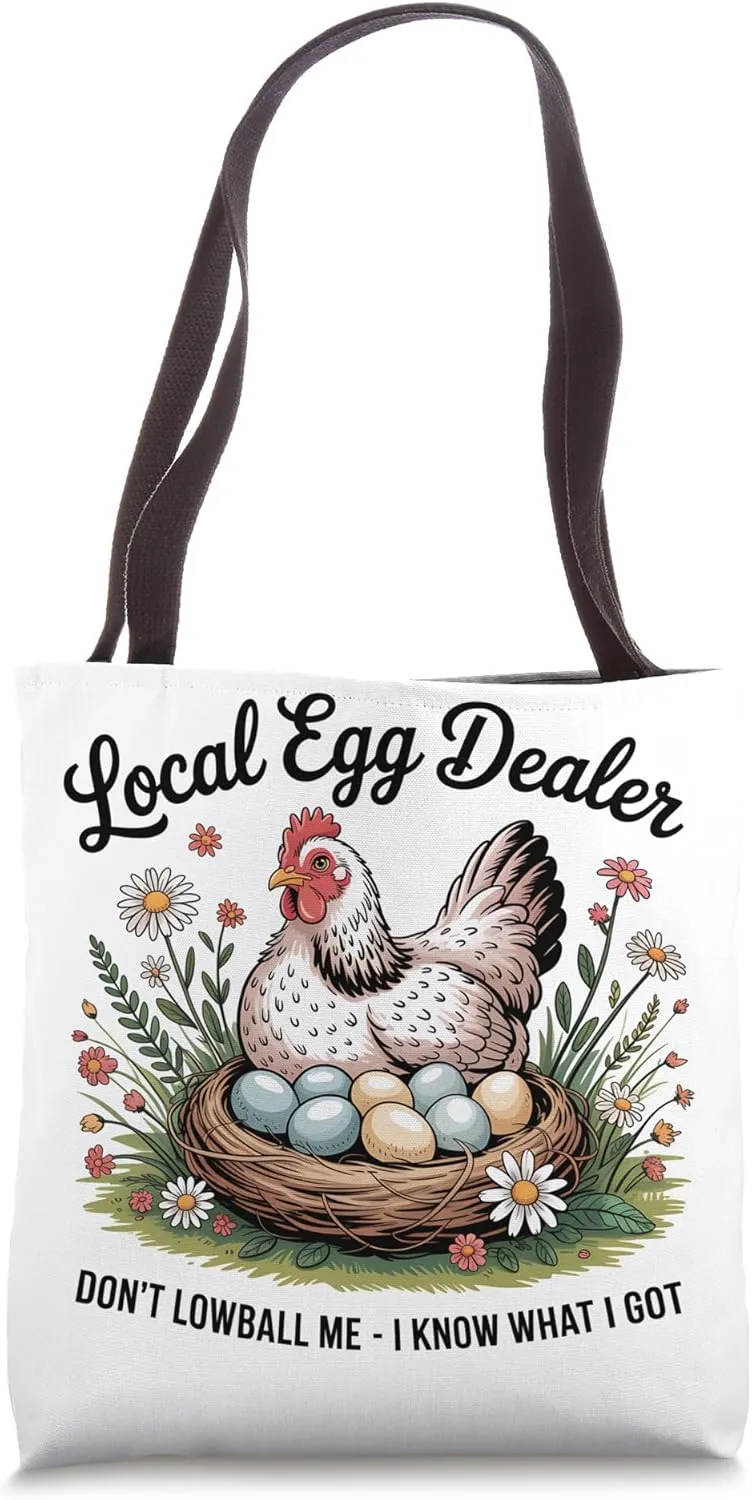 Support Local Egg Dealer Retro Funny Chicken Tote Bag