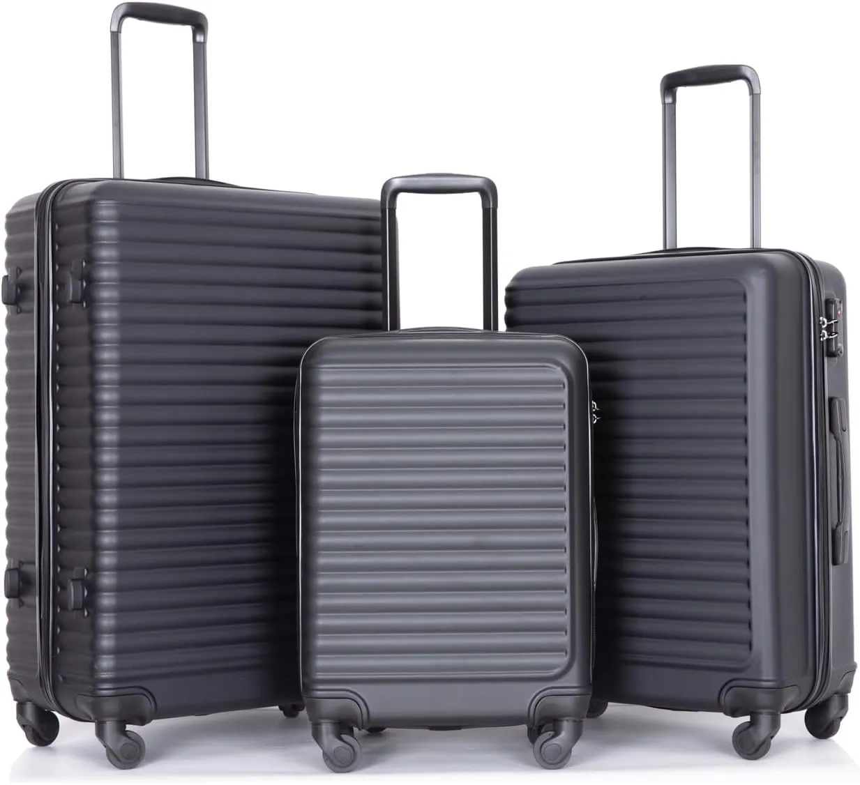 SVRCK Travel Confidently with Lightweight 3-Piece Luggage Set, Durable ABS with Spinner Wheels, Black