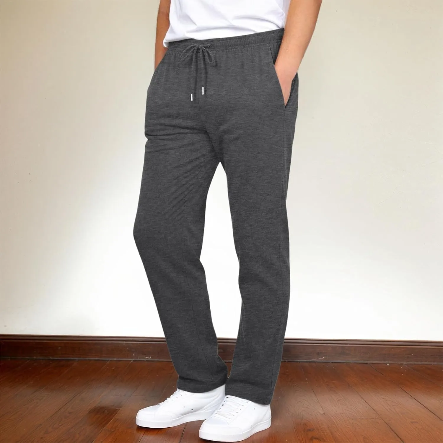 Sweatpants for Men Baggy Sweatpants Straight Casual High Waisted Elastic Waist Athletic Comfy Wide Leg Workout Pants