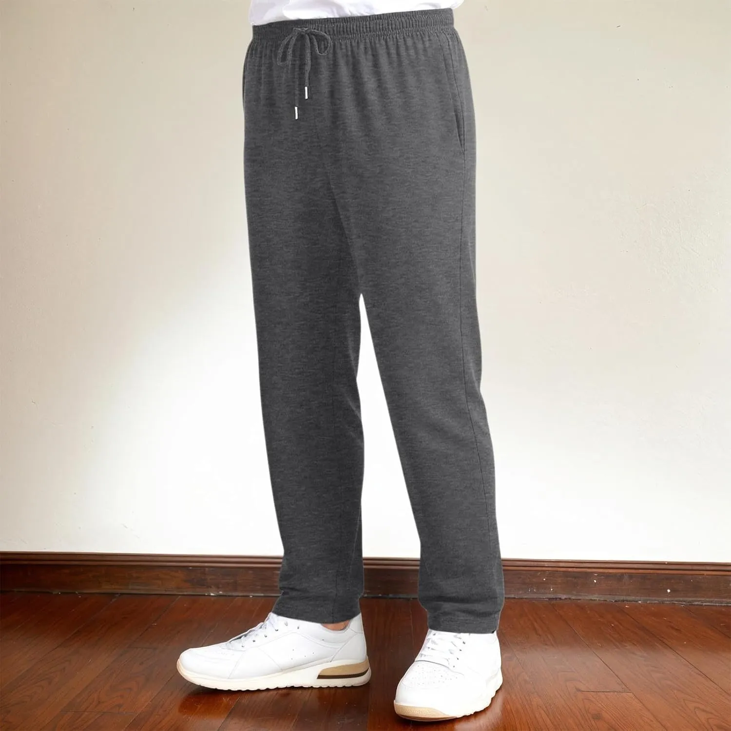 Sweatpants for Men Baggy Sweatpants Straight Casual High Waisted Elastic Waist Athletic Comfy Wide Leg Workout Pants