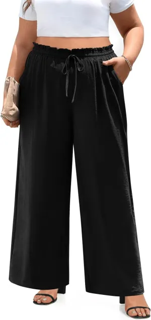 syoss Women's Pants High Waist Adjustable Knot Lounge Pants with Pockets