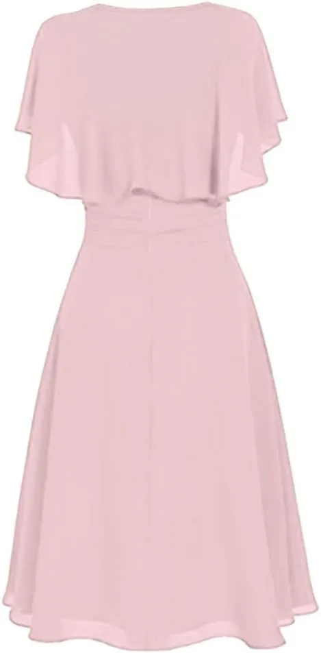 Tea Party Dresses for Woman 1950 Vintage Crew Neck Solid A-Line Swing Sundress Rockabilly Cocktail Party Dresses