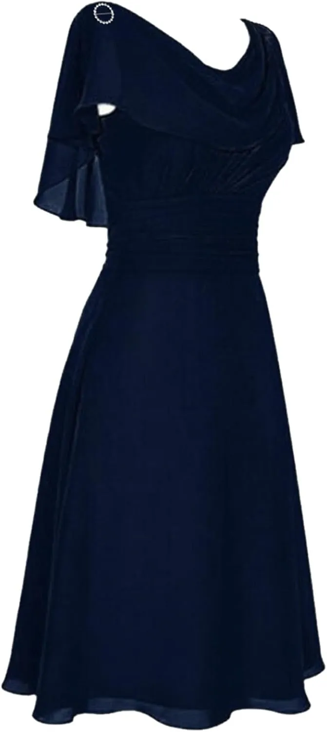 Tea Party Dresses for Woman 1950 Vintage Crew Neck Solid A-Line Swing Sundress Rockabilly Cocktail Party Dresses