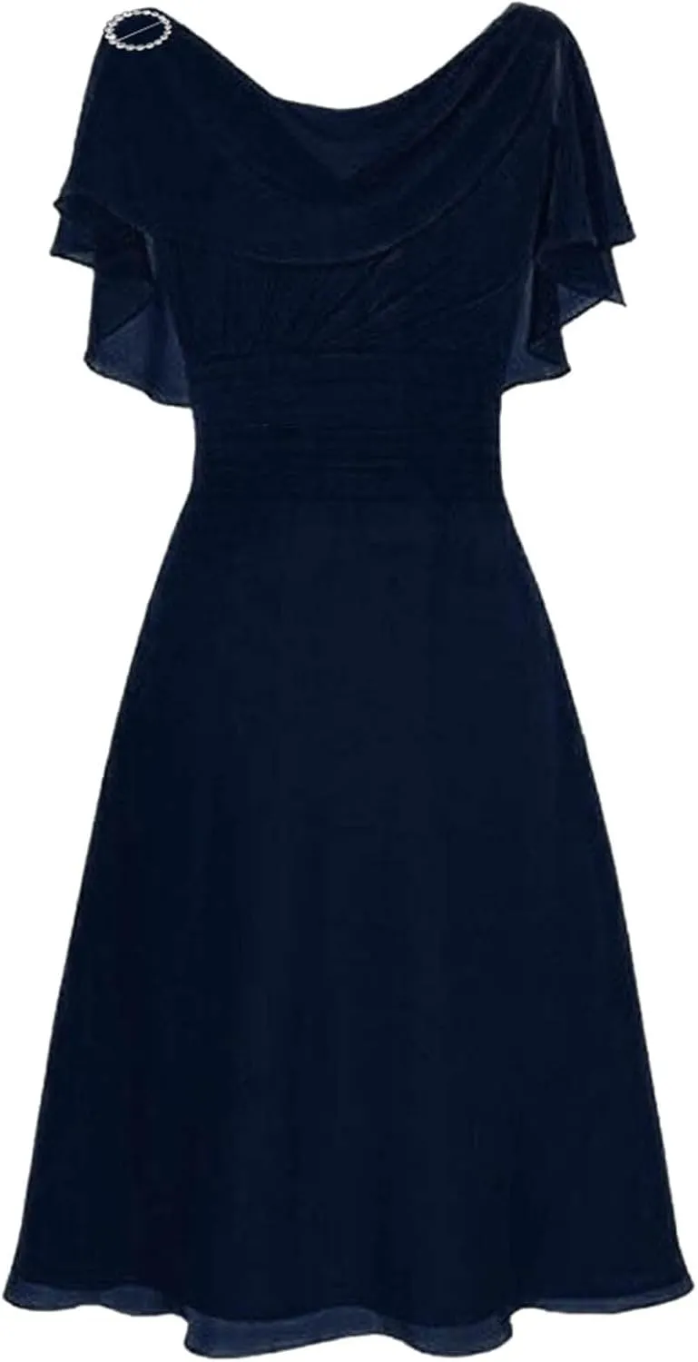 Tea Party Dresses for Woman 1950 Vintage Crew Neck Solid A-Line Swing Sundress Rockabilly Cocktail Party Dresses