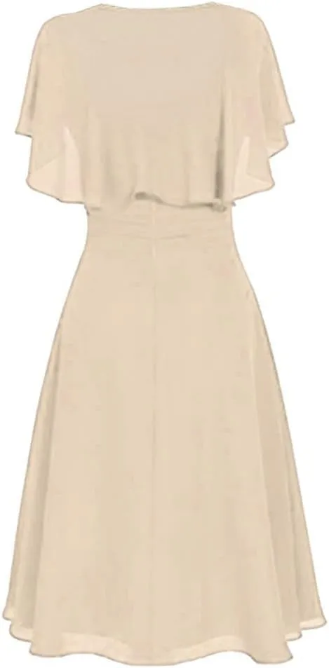 Tea Party Dresses for Woman 1950 Vintage Crew Neck Solid A-Line Swing Sundress Rockabilly Cocktail Party Dresses