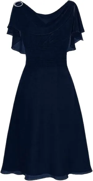 Tea Party Dresses for Woman 1950 Vintage Crew Neck Solid A-Line Swing Sundress Rockabilly Cocktail Party Dresses