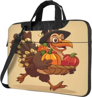 Thanksgiving Funny Turkey Laptop Shoulder Bag for Women, Laptop Sleeve Case Durable Computer Bag