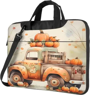 Thanksgiving Pumpkin Truck Car Laptop Shoulder Bag for Women, Laptop Sleeve Case Durable Computer Bag