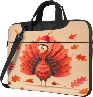 Thanksgiving Turkey Animal Leaf Laptop Shoulder Bag for Women, Laptop Sleeve Case Durable Computer Bag