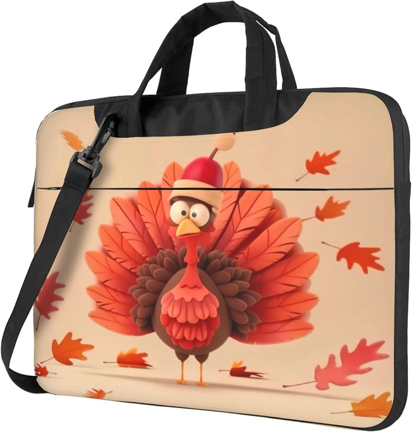 Thanksgiving Turkey Animal Leaf Laptop Shoulder Bag for Women, Laptop Sleeve Case Durable Computer Bag