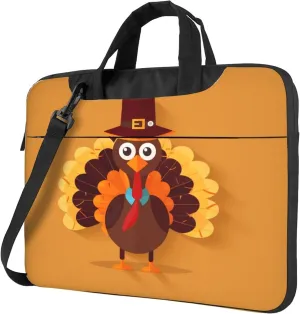 Thanksgiving Turkey Laptop Shoulder Bag for Women, Chicken Pattern Laptop Sleeve Case Durable Computer Bag