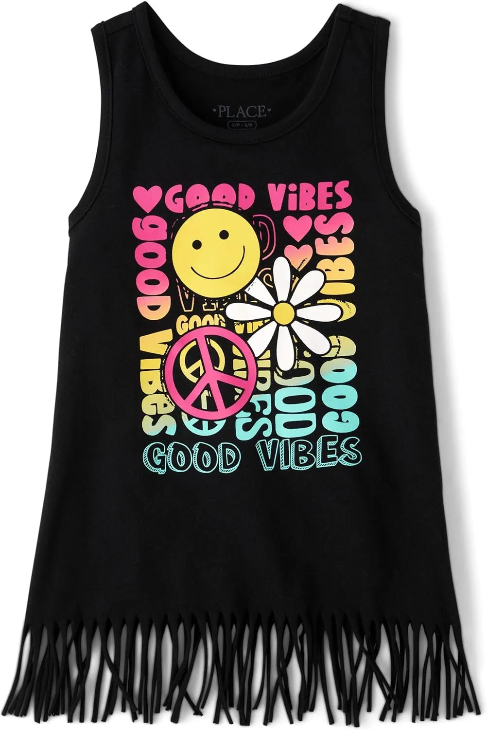 The Children's Place Girls' Graphic Fringe Tank Tops