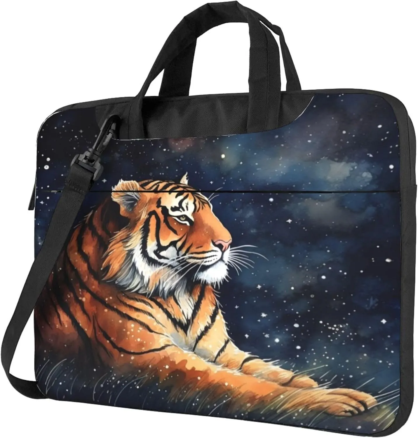 Tiger Winter Night Animal Laptop Shoulder Bag for Women, Laptop Sleeve Case Durable Computer Bag