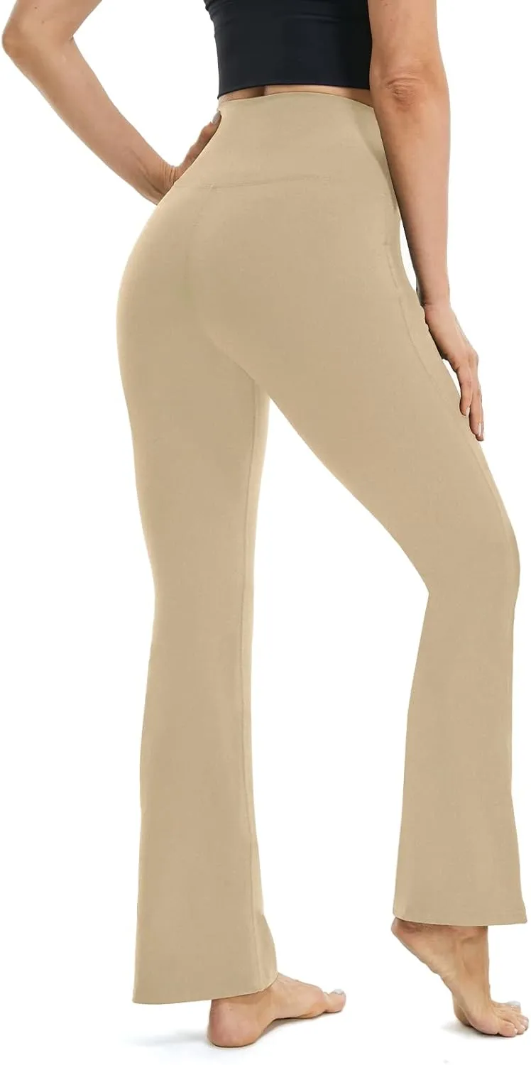 TOPYOGAS Womens Casual Flare Leggings with Pocket Bootleg Yoga Pants Crossover Hight Waisted Workout Pants