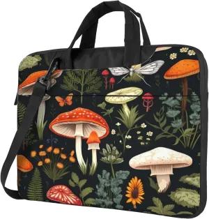 Tropical Mushrooms Laptop Shoulder Bag for Women, Butterfly Leaves Laptop Sleeve Case Durable Computer Bag